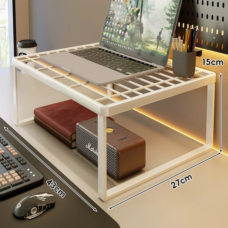 Desk Riser Shelf Steel Ventilated Grid Under-Shelf Storage
