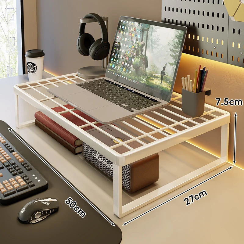 Desk Riser Shelf Steel Ventilated Grid Under-Shelf Storage