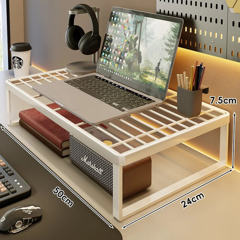 Desk Riser Shelf Steel Ventilated Grid Under-Shelf Storage