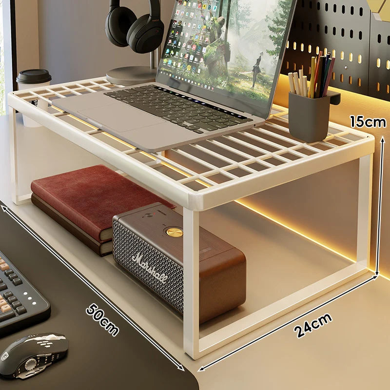 Desk Riser Shelf Steel Ventilated Grid Under-Shelf Storage