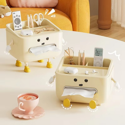 Desktop Organizer 4-Compartment Phone Stand & Paper Towel Dispenser