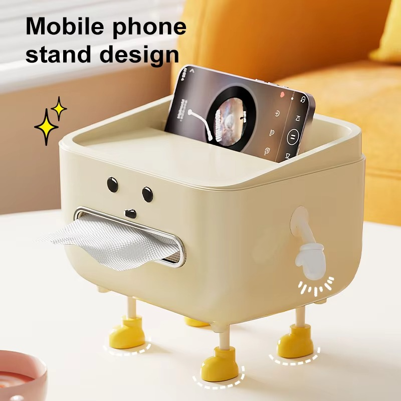 Desktop Organizer 4-Compartment Phone Stand & Paper Towel Dispenser
