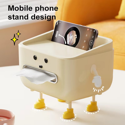 Desktop Organizer 4-Compartment Phone Stand & Paper Towel Dispenser