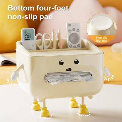 Desktop Organizer 4-Compartment Phone Stand & Paper Towel Dispenser