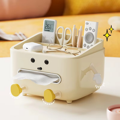 Desktop Organizer 4-Compartment Phone Stand & Paper Towel Dispenser