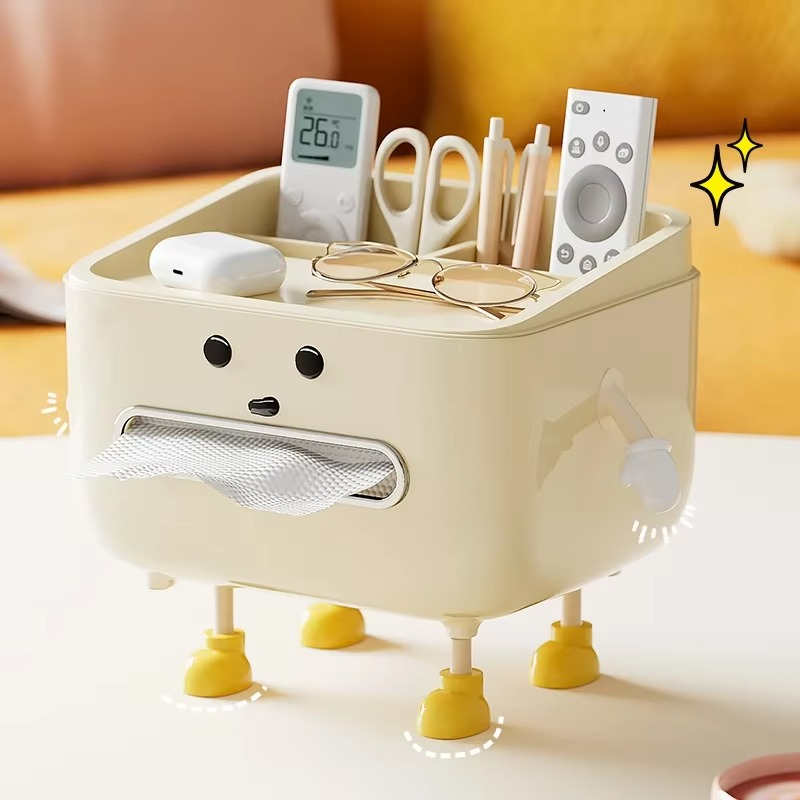 Desktop Organizer 4-Compartment Phone Stand & Paper Towel Dispenser