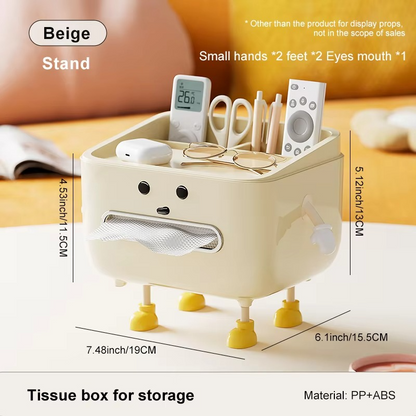 Desktop Organizer 4-Compartment Phone Stand & Paper Towel Dispenser
