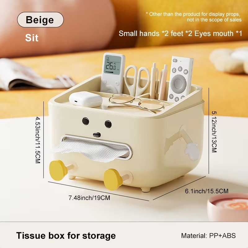 Desktop Organizer 4-Compartment Phone Stand & Paper Towel Dispenser