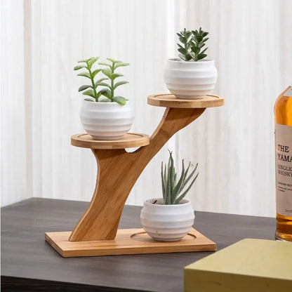 Desktop Plant Stand Bamboo Multi-Level