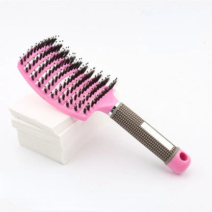 Detangling Hair Brush Curved Vent Boar & Nylon Bristles