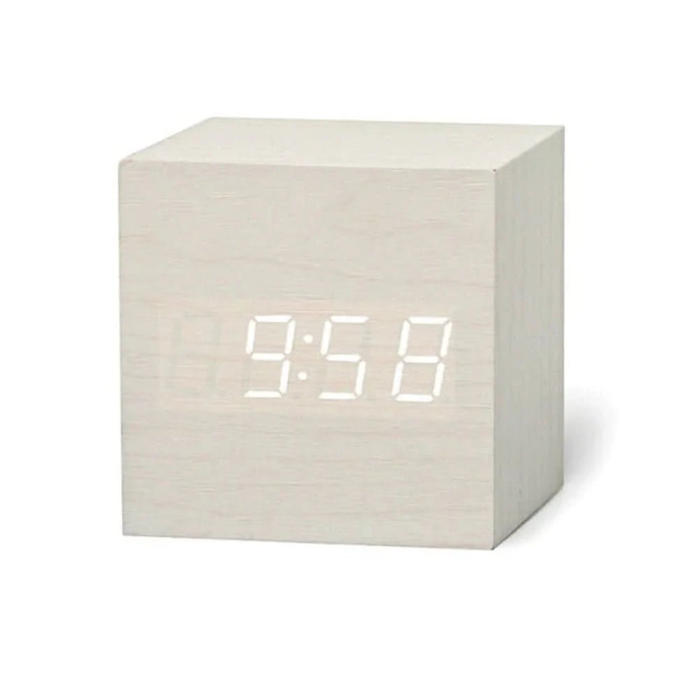 Digital Alarm Clock Compact Cube Time Date Temperature Display
