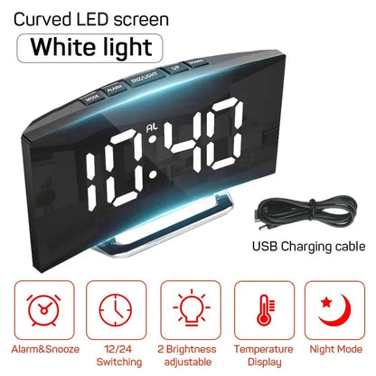Digital Alarm Clock Large LED Display Silent Operation