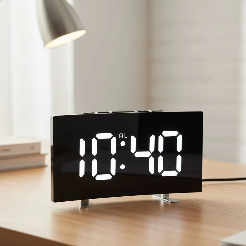 Digital Alarm Clock Large LED Display Silent Operation
