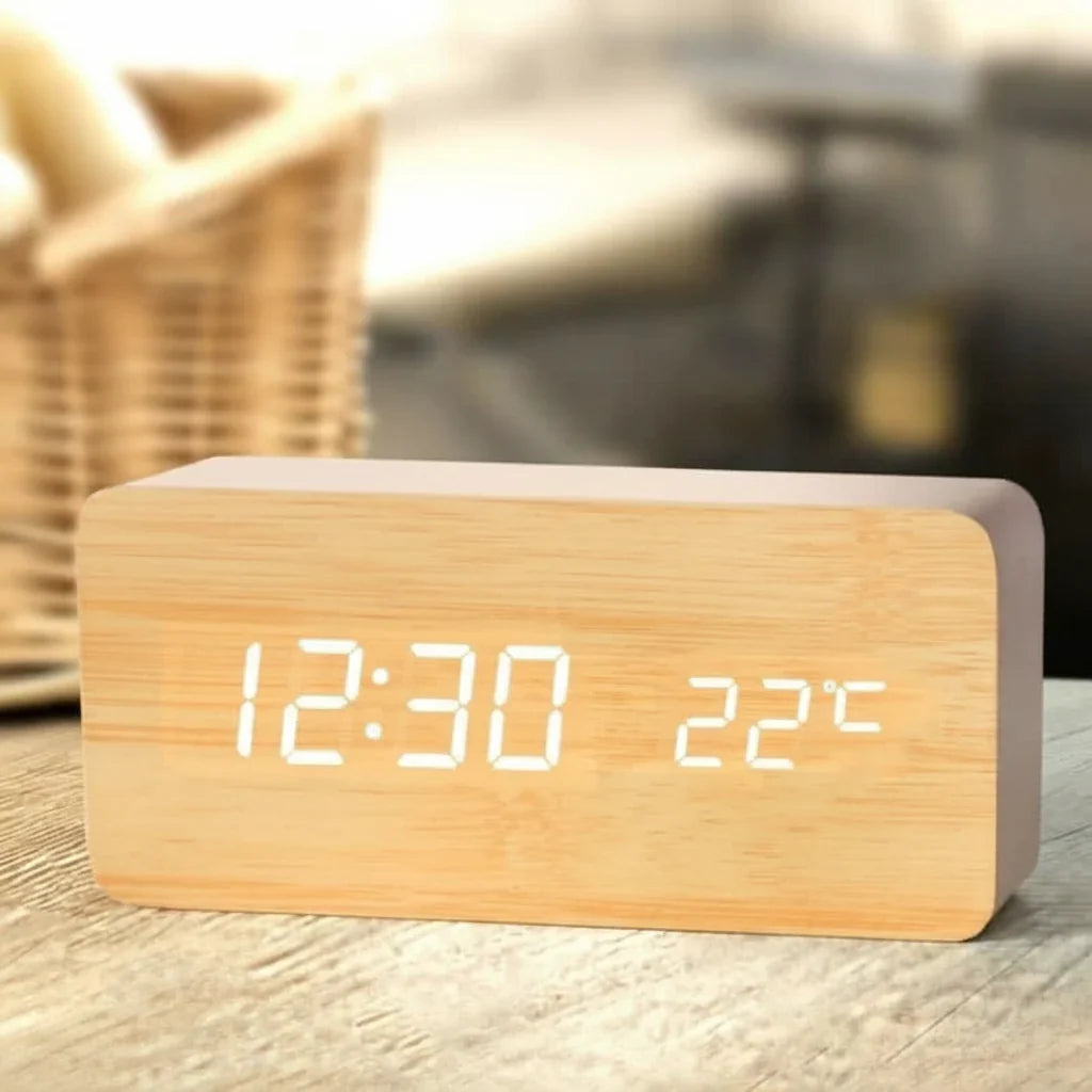 Digital Alarm Clock Silent LED Time & Temperature