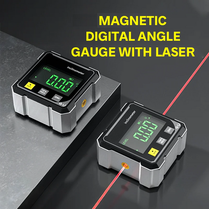 Digital Angle Gauge Laser Guide, LCD Display & Magnetic Base