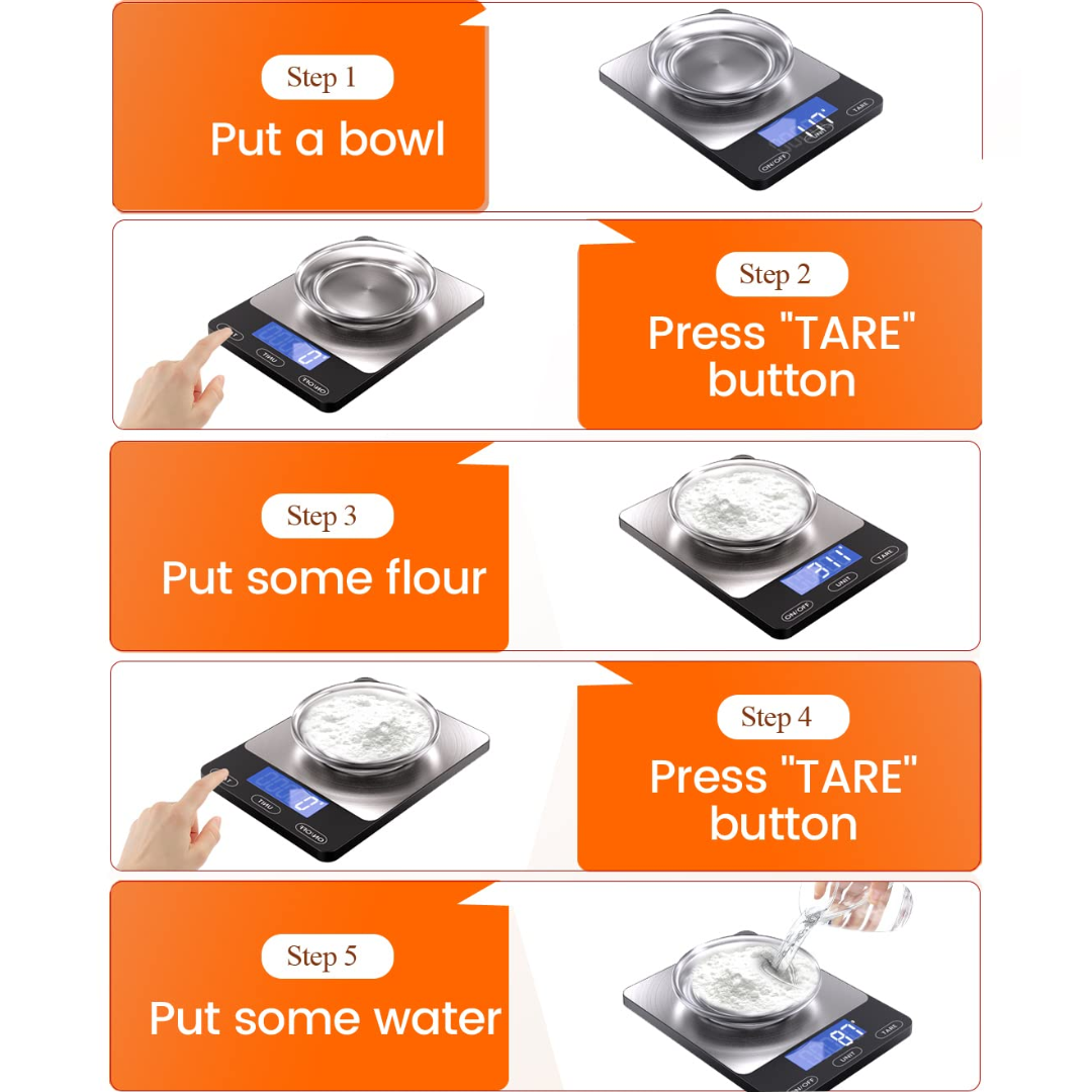 Digital Kitchen Scale 15 kg Backlit LCD & Tare