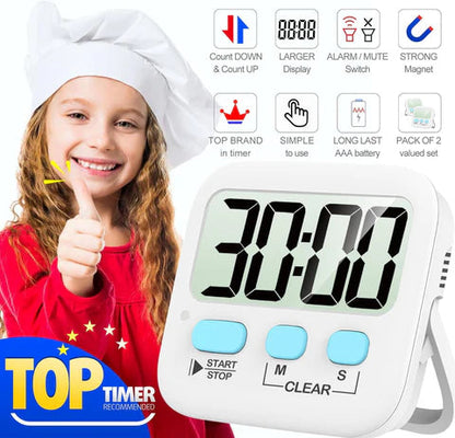 Digital Kitchen Timer Extra-Large LCD Set of 2