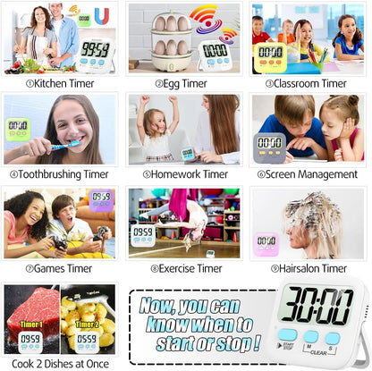 Digital Kitchen Timer Extra-Large LCD Set of 2