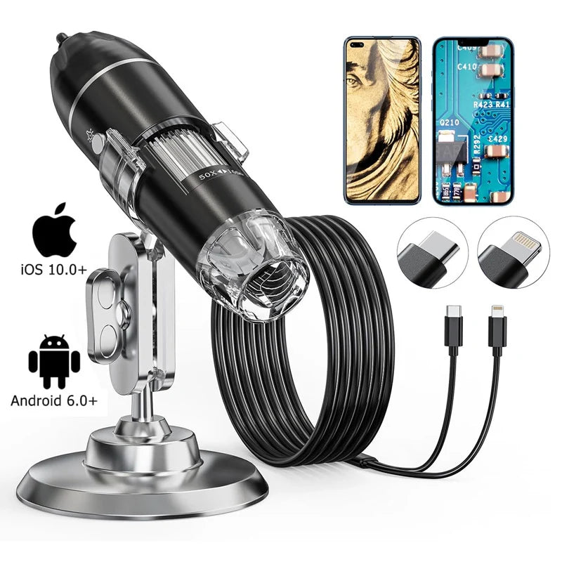 Digital Microscope 1600x Magnification USB-Powered Live View
