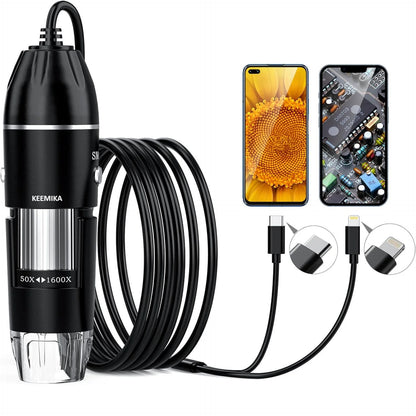 Digital Microscope 1600x Magnification USB-Powered Live View