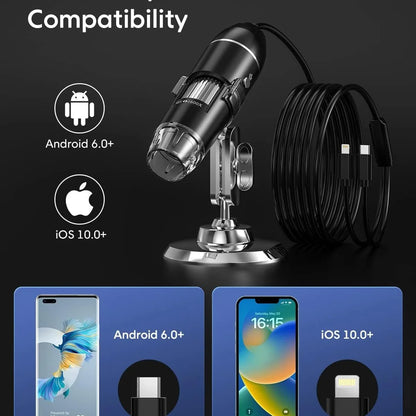 Digital Microscope 1600x Magnification USB-Powered Live View