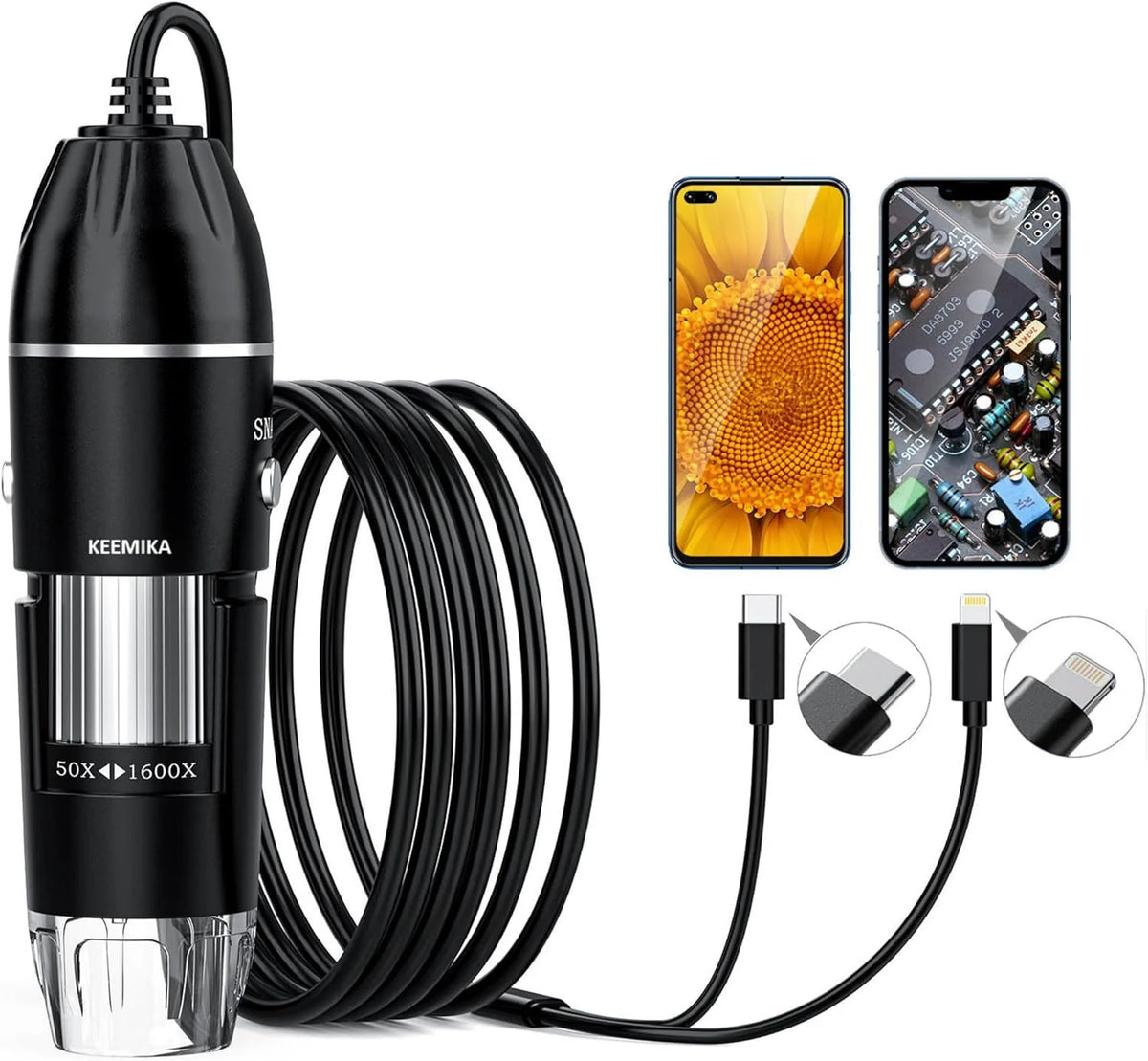 Digital Microscope 1600x Magnification USB-Powered Live View