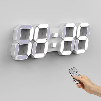 Digital Wall Clock 15 Inch 3D LED Remote Control