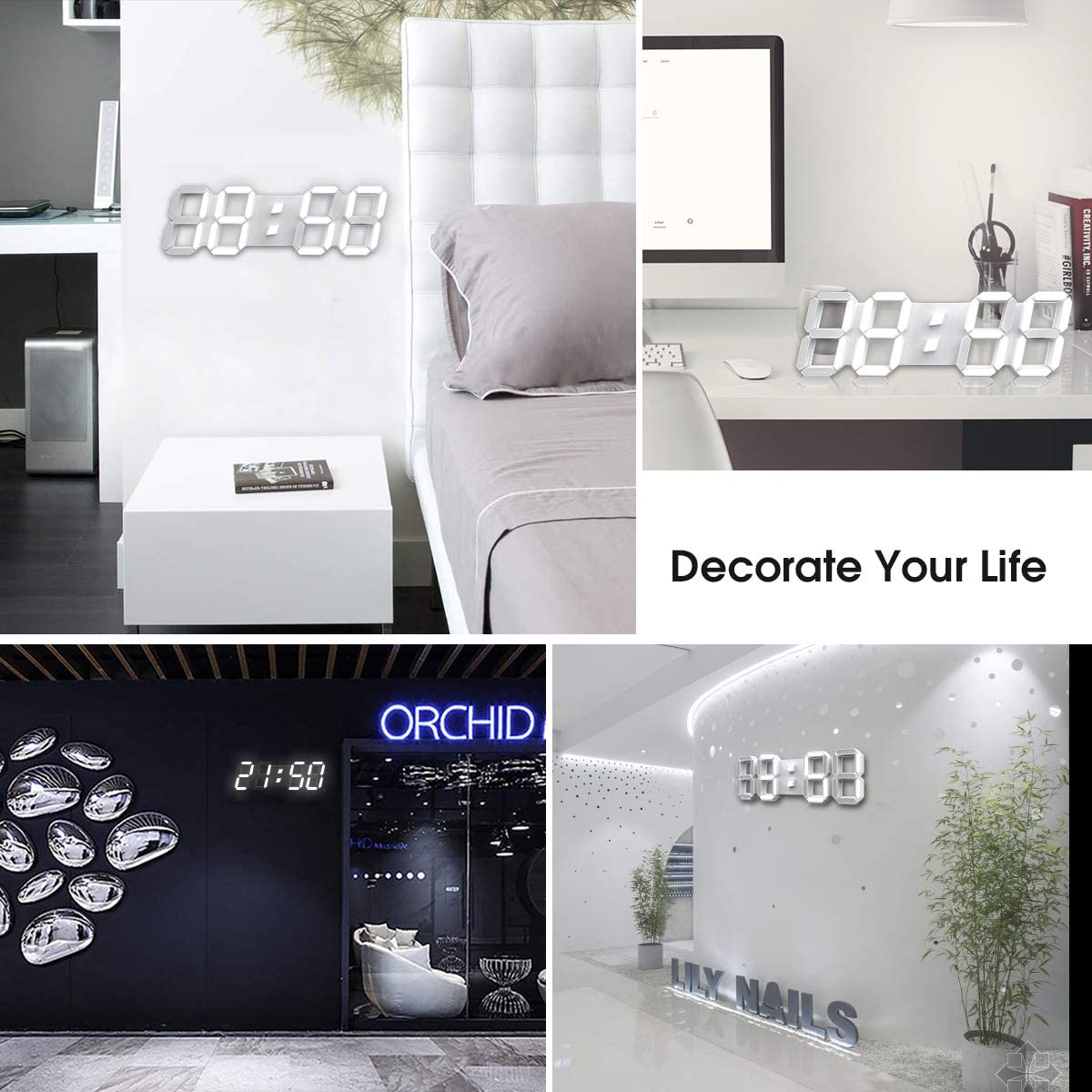 Digital Wall Clock 15 Inch 3D LED Remote Control