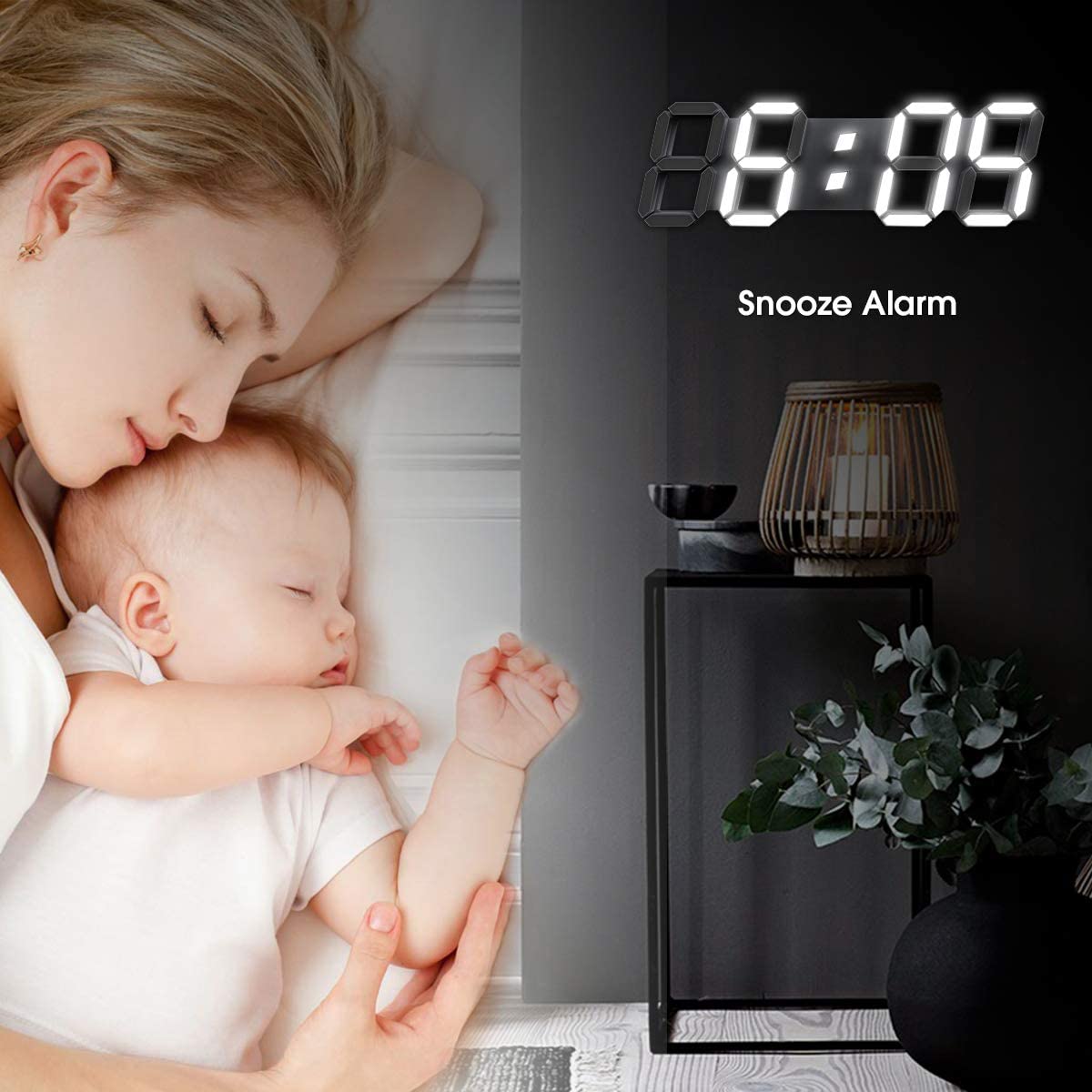 Digital Wall Clock 15 Inch 3D LED Remote Control