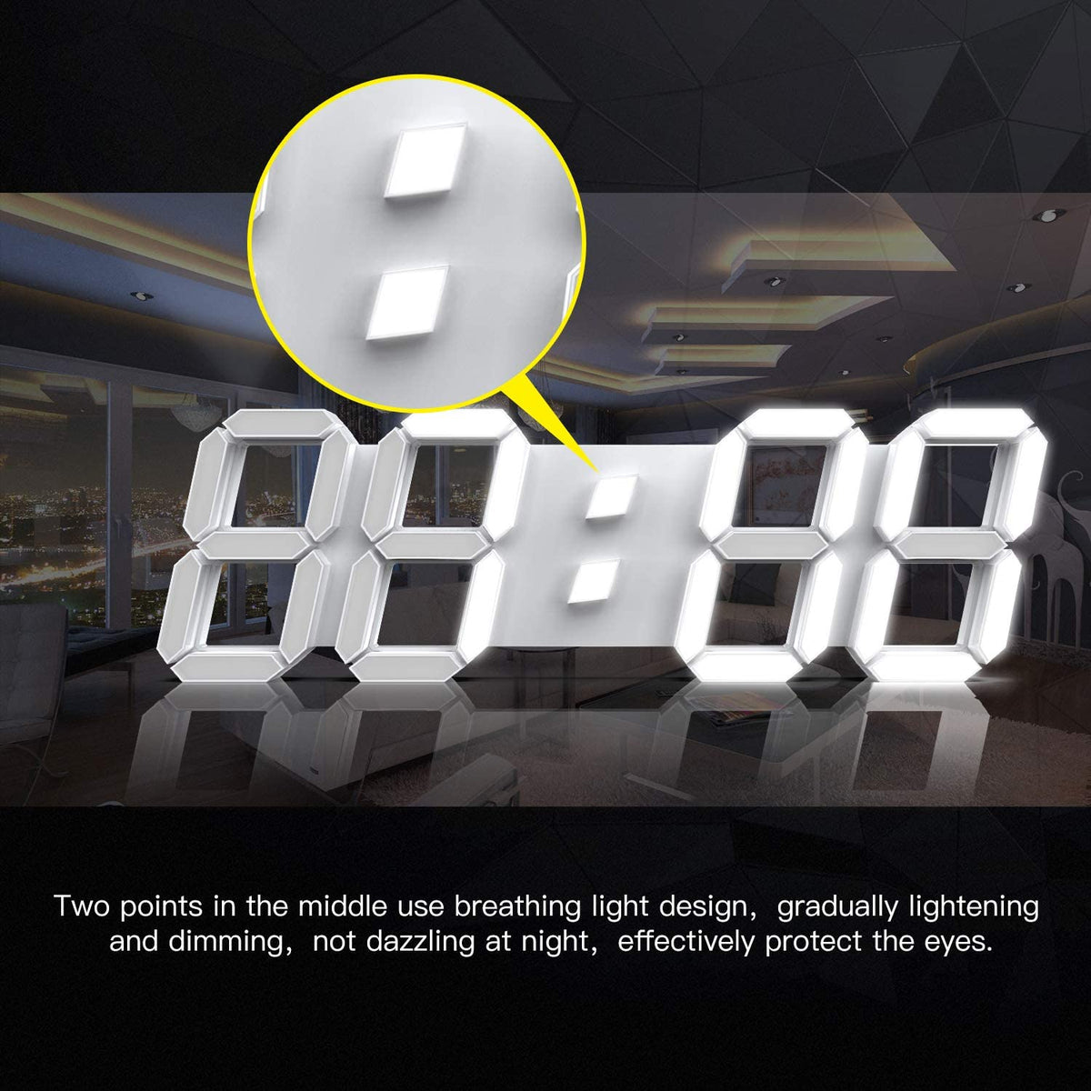 Digital Wall Clock 15 Inch 3D LED Remote Control