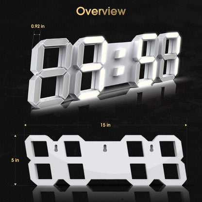 Digital Wall Clock 15 Inch 3D LED Remote Control