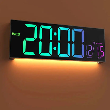 Digital Wall Clock Large LED Digits & RGB Night Light