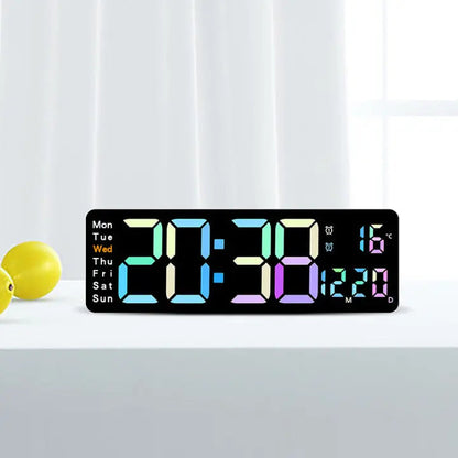 Digital Wall Clock Large LED Digits & RGB Night Light