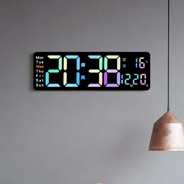 Digital Wall Clock Large LED Digits & RGB Night Light