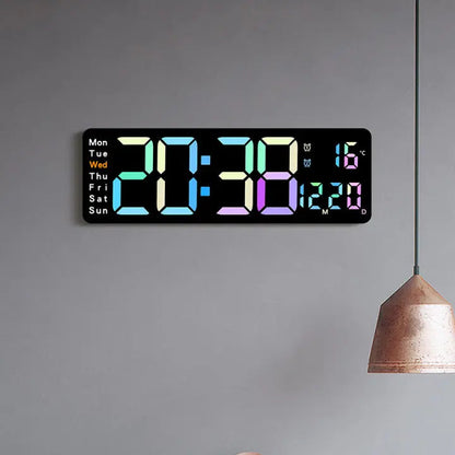Digital Wall Clock Large LED Digits & RGB Night Light