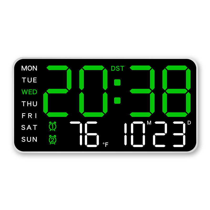 Digital Wall Clock Large LED Time Date & Temperature