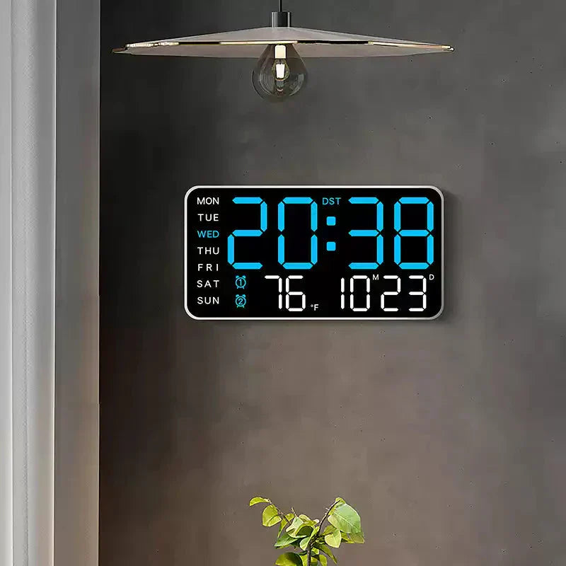 Digital Wall Clock Large LED Time Date & Temperature