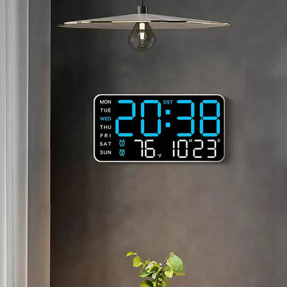 Digital Wall Clock Large LED Time Date & Temperature