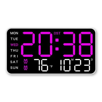 Digital Wall Clock Large LED Time Date & Temperature