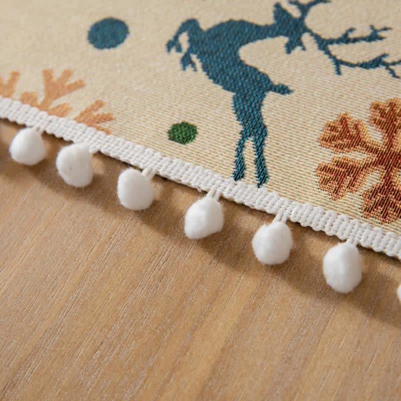 Dining Tablecloth Christmas-Inspired Jacquard Beige Easy-Care