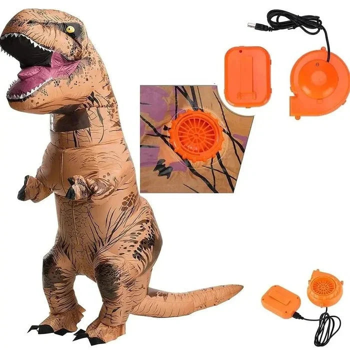 Dinosaur Costume Inflatable Battery-Powered Viewing Panel & Gloves