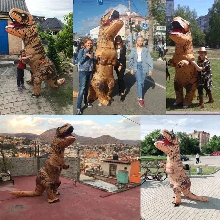 Dinosaur Costume Inflatable Battery-Powered Viewing Panel & Gloves