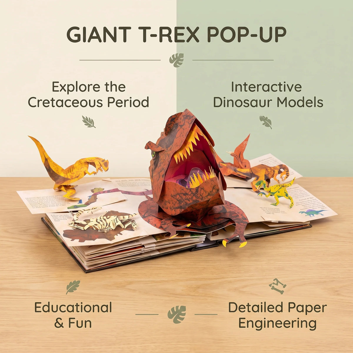 Dinosaur Pop-Up Book Interactive 3D Scenes 50+ Species Facts