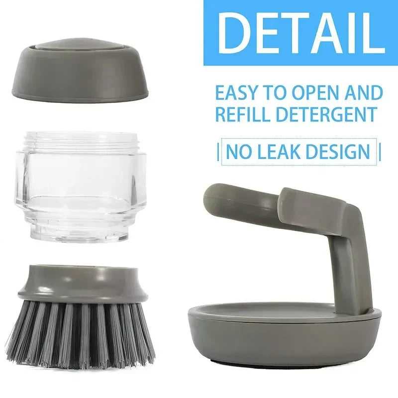 Dish Brush Built-In Soap Dispenser & Non-Slip Handle
