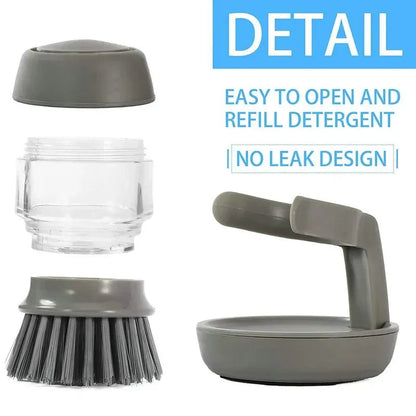 Dish Brush Built-In Soap Dispenser & Non-Slip Handle