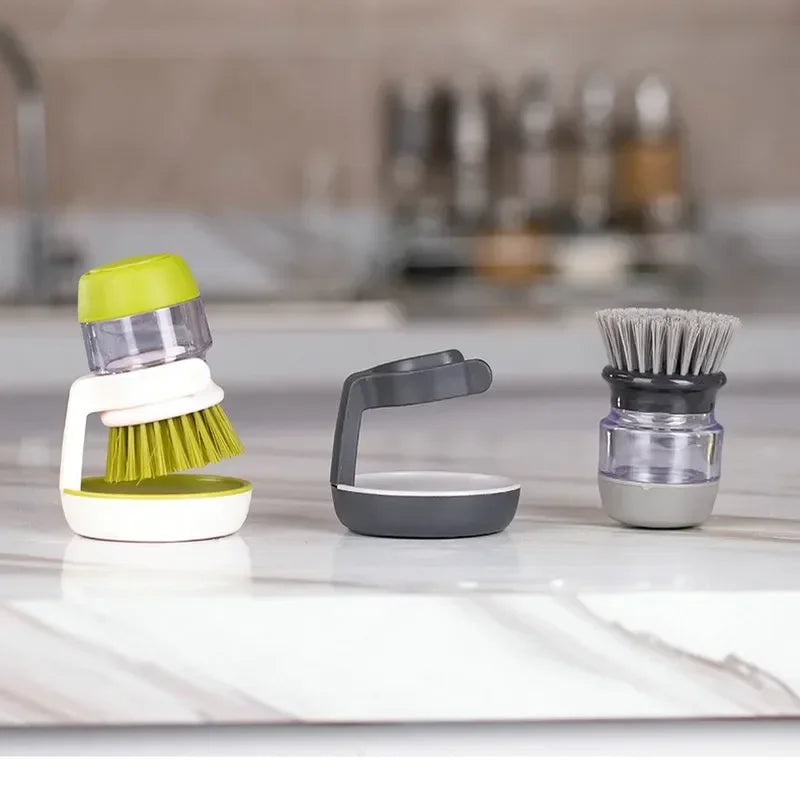 Dish Brush Built-In Soap Dispenser & Non-Slip Handle