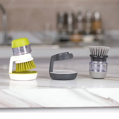 Dish Brush Built-In Soap Dispenser & Non-Slip Handle