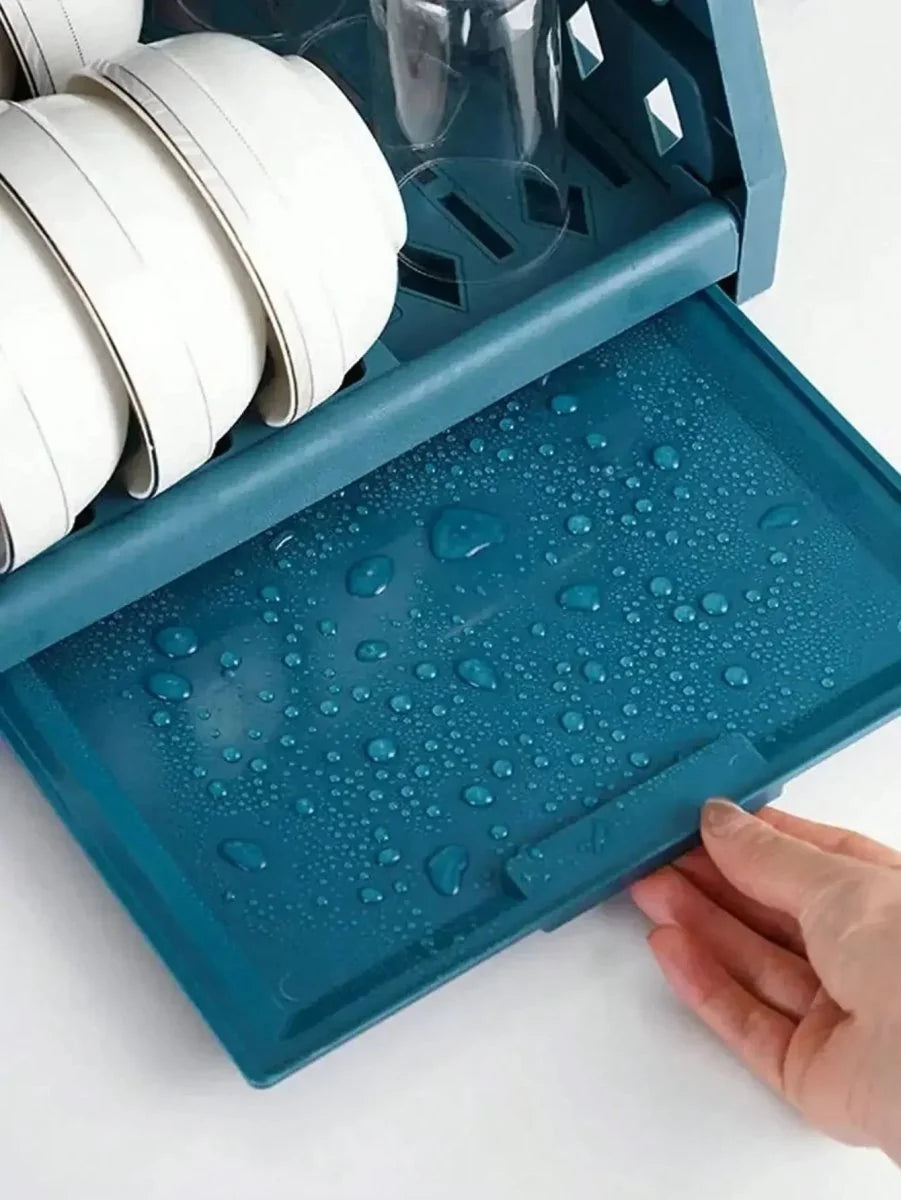 Dish Drainer 2-Tier with Drainboard & Cutlery Holder