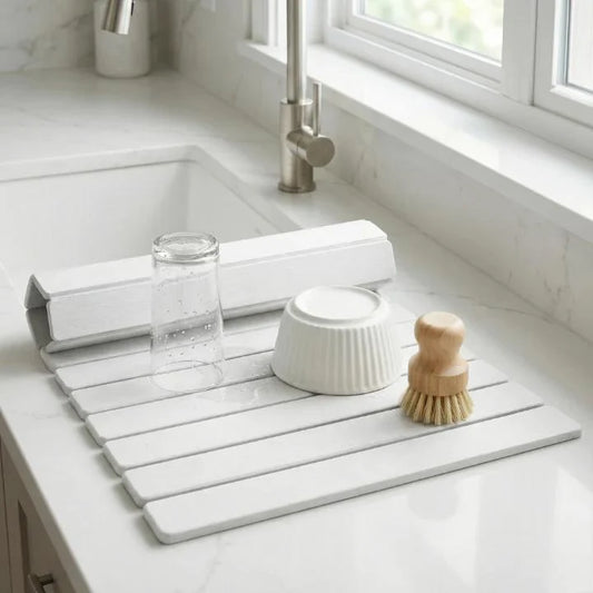 Dish Drying Mat Absorbent Diatomite Foldable Slats