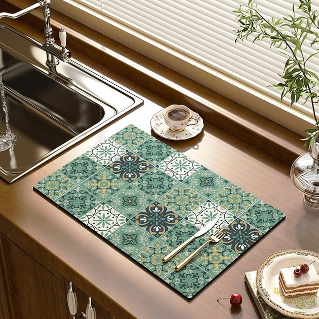 Dish Drying Mat Antibacterial Non-Slip Quick-Drying